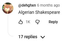 youtube comment that refers to fakemink as an “algerian shakespeare”